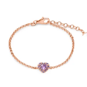 Bracciale con ametista cuore in argento rosa