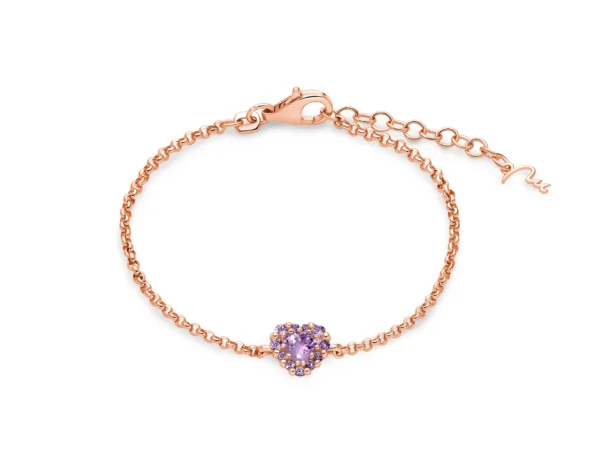 Bracciale con ametista cuore in argento rosa