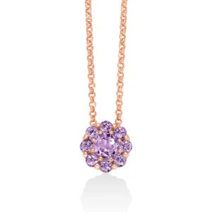 Collana con ametista fiore in argento rosa
