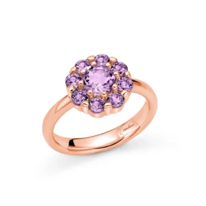 Anello con ametista fiore in argento rosa