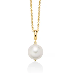 Collana con perla Oriente barocca in argento dorato